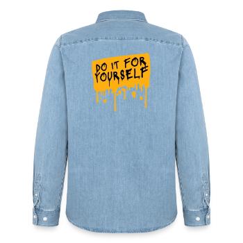 Do It For Yourself Inspirierend Selbstliebe Zitat - Männer Jeanshemd Organic von Stanley/Stella - verwaschenes Hellblau - Hinten - AI Model Male 185 light (185cm)