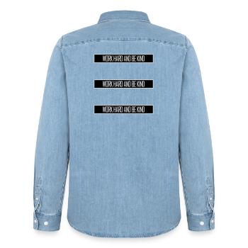 Work Hard And Be Kind Inspirierend Fleiß Güte Logo - Männer Jeanshemd Organic von Stanley/Stella - verwaschenes Hellblau - Hinten - AI Model Male 185 light (185cm)