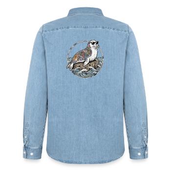 Sceau de tatouage cool - Chemise en denim homme bio Stanley/Stella - bleu clair délavé - Dos - AI Model Male 185 light (185cm)