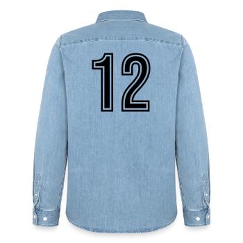 12 Symbole numérique - Chemise en denim homme bio Stanley/Stella - bleu clair délavé - Dos - AI Model Male 185 light (185cm)