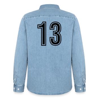 Symbole numérique 13 - Chemise en denim homme bio Stanley/Stella - bleu clair délavé - Dos - AI Model Male 185 light (185cm)