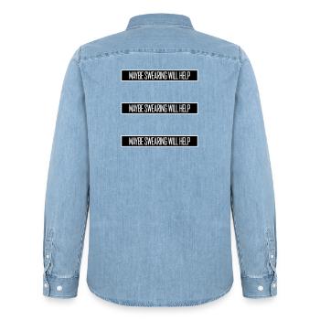 Maybe Swearing Will Help Sarkastisch Spruch Grafik - Männer Jeanshemd Organic von Stanley/Stella - verwaschenes Hellblau - Hinten - AI Model Male 185 light (185cm)