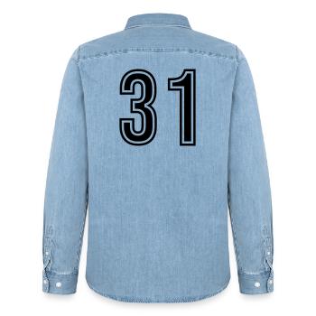 Symbole du chiffre 31 - Chemise en denim homme bio Stanley/Stella - bleu clair délavé - Dos - AI Model Male 185 light (185cm)