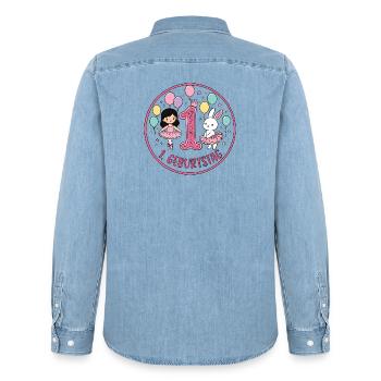 Erstes Geburtstagsballerina - Männer Jeanshemd Organic von Stanley/Stella - verwaschenes Hellblau - Hinten - AI Model Male 185 light (185cm)
