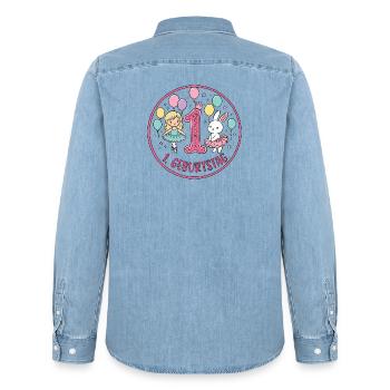 Erstes Geburtstag: Ballerina & Hase - Männer Jeanshemd Organic von Stanley/Stella - verwaschenes Hellblau - Hinten - AI Model Male 185 light (185cm)