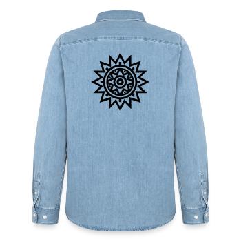 soleil aztèque s - Chemise en denim homme bio Stanley/Stella - bleu clair délavé - Dos - AI Model Male 185 light (185cm)