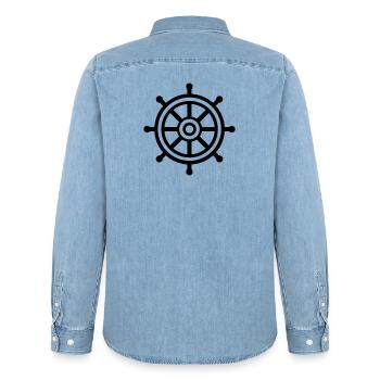 gouvernail bateau - Chemise en denim homme bio Stanley/Stella - bleu clair délavé - Dos - AI Model Male 185 light (185cm)