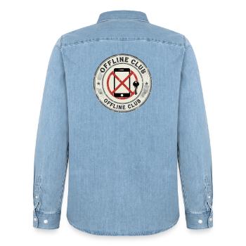Offline Club Analog Escape - Männer Jeanshemd Organic von Stanley/Stella - verwaschenes Hellblau - Hinten - AI Model Male 185 light (185cm)