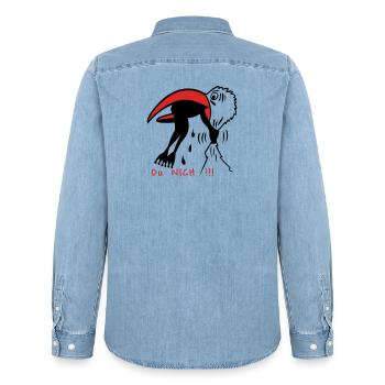 Frosch - Men’s Organic Denim Shirt by Stanley/Stella - light wash - Back - AI Model Male 185 light (185cm)