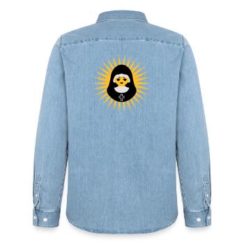 Nonne | Nun | Christ | Star - Chemise en denim homme bio Stanley/Stella - bleu clair délavé - Dos - AI Model Male 185 light (185cm)