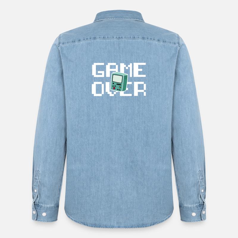 Game Over Retrogaming - Männer Jeanshemd Organic von Stanley/Stella - verwaschenes Hellblau