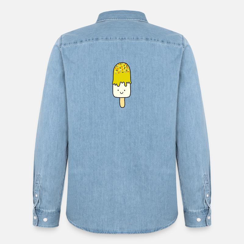 Eiscreme Eis Essen - Männer Jeanshemd Organic von Stanley/Stella - verwaschenes Hellblau
