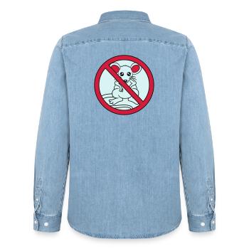 forbidden sign crossed out no mouse suess n - Men’s Organic Denim Shirt by Stanley/Stella - light wash - Back - AI Model Male 185 light (185cm)
