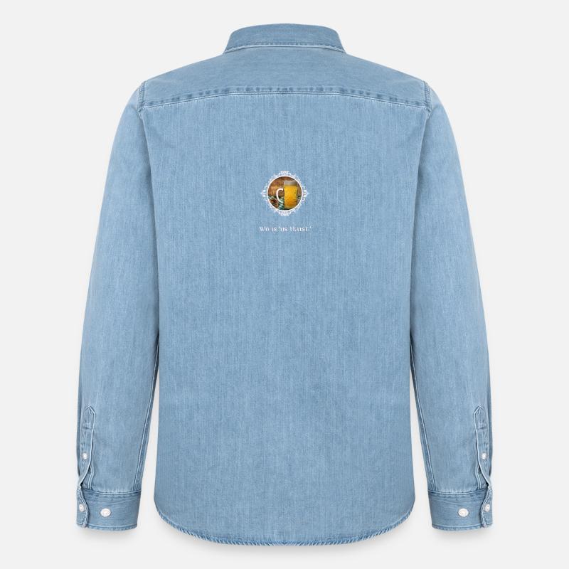 Häuserfrage mit Bierglas - Männer Jeanshemd Organic von Stanley/Stella - verwaschenes Hellblau