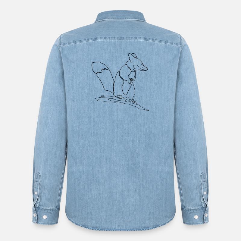 Fuchs Eichhörnchen Squirrel Fox - Männer Jeanshemd Organic von Stanley/Stella - verwaschenes Hellblau