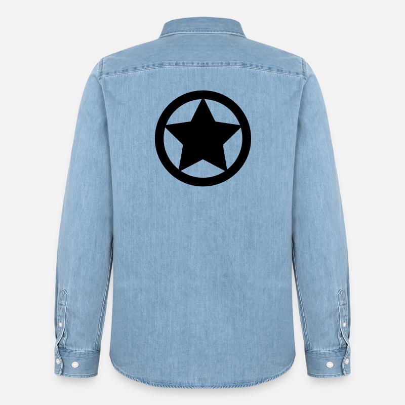 Kreis und Stern - Männer Jeanshemd Organic von Stanley/Stella - verwaschenes Hellblau