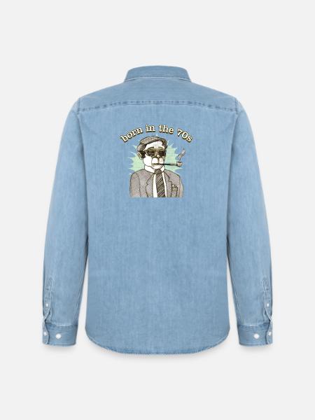 Born in the Seventies - Männer Jeanshemd Organic von Stanley/Stella - verwaschenes Hellblau