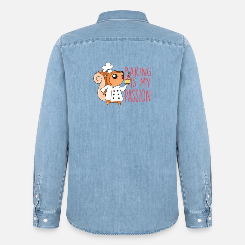 Backen Eichhörnchen - Männer Jeanshemd Organic von Stanley/Stella - verwaschenes Hellblau