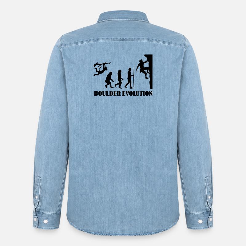 Boulder Evolution Klettern Bergsteigen Boulderer - Männer Jeanshemd Organic von Stanley/Stella - verwaschenes Hellblau