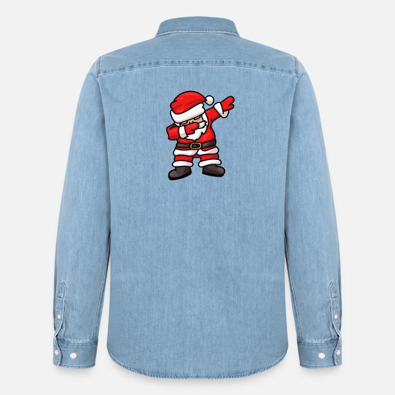 Dabbing Santa Weihnachtsmann Dab Dance - Männer Jeanshemd Organic von Stanley/Stella - verwaschenes Hellblau