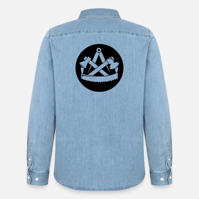 Zunftzeichen Zimmerer - Männer Jeanshemd Organic von Stanley/Stella - verwaschenes Hellblau