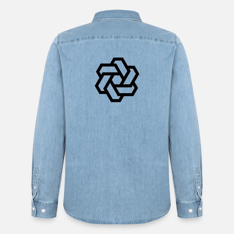 Logo cercle hexagonal - Chemise en denim homme bio Stanley/Stella - bleu clair délavé