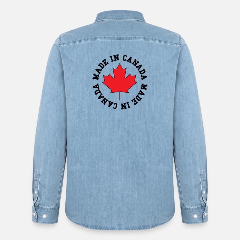 Made in Canada – Ahornblatt Statement - Männer Jeanshemd Organic von Stanley/Stella - verwaschenes Hellblau