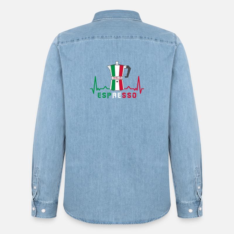 Herzfrequenz Espresso Design / Geschenkidee - Männer Jeanshemd Organic von Stanley/Stella - verwaschenes Hellblau