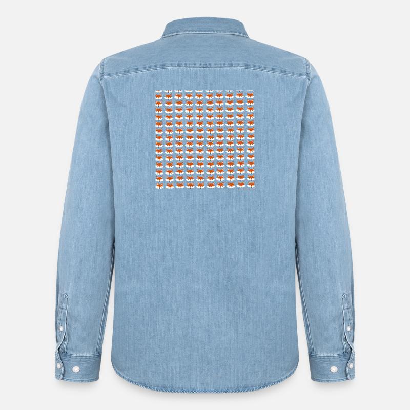 Fox head pattern, children's pattern - Men’s Organic Denim Shirt by Stanley/Stella - light wash
