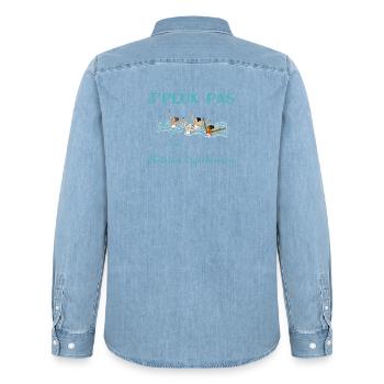 j'peux pas j'ai natation synchronisée foncé - Chemise en denim homme bio Stanley/Stella - bleu clair délavé - Dos - AI Model Male 185 light (185cm)