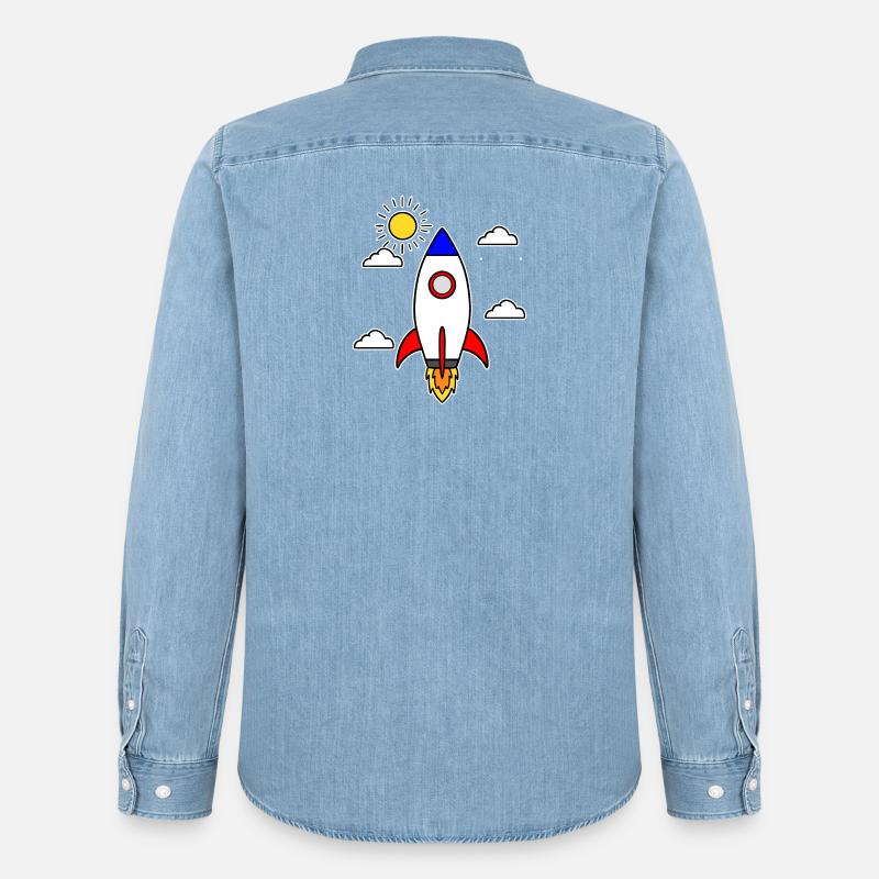 Schulstart Rakete Raumschiff Schulbeginn Schule - Männer Jeanshemd Organic von Stanley/Stella - verwaschenes Hellblau