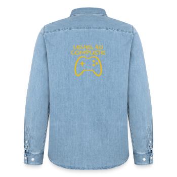 40e anniversaire - 40 ans de cadeau - Chemise en denim homme bio Stanley/Stella - bleu clair délavé - Dos - AI Model Male 185 light (185cm)