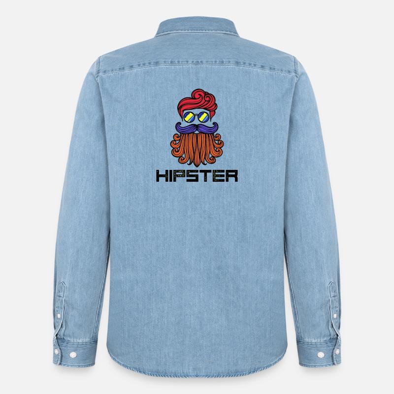 Bart Hipster Spruch Bartfrisur Bartträger - Männer Jeanshemd Organic von Stanley/Stella - verwaschenes Hellblau