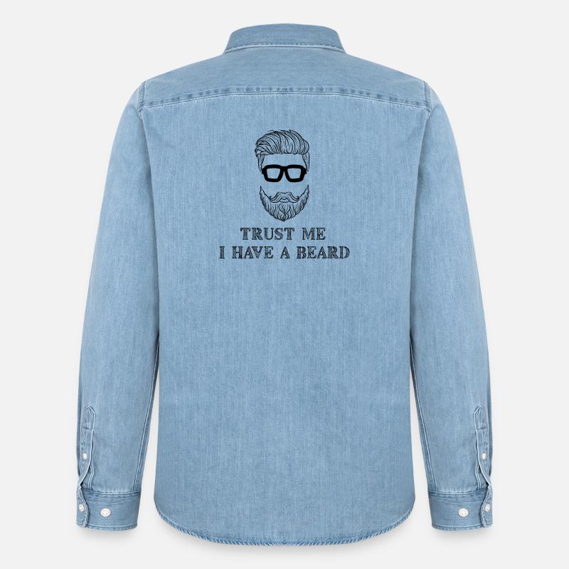 Bartträger Bart Statement Schnurrbart Humorvoll - Männer Jeanshemd Organic von Stanley/Stella - verwaschenes Hellblau
