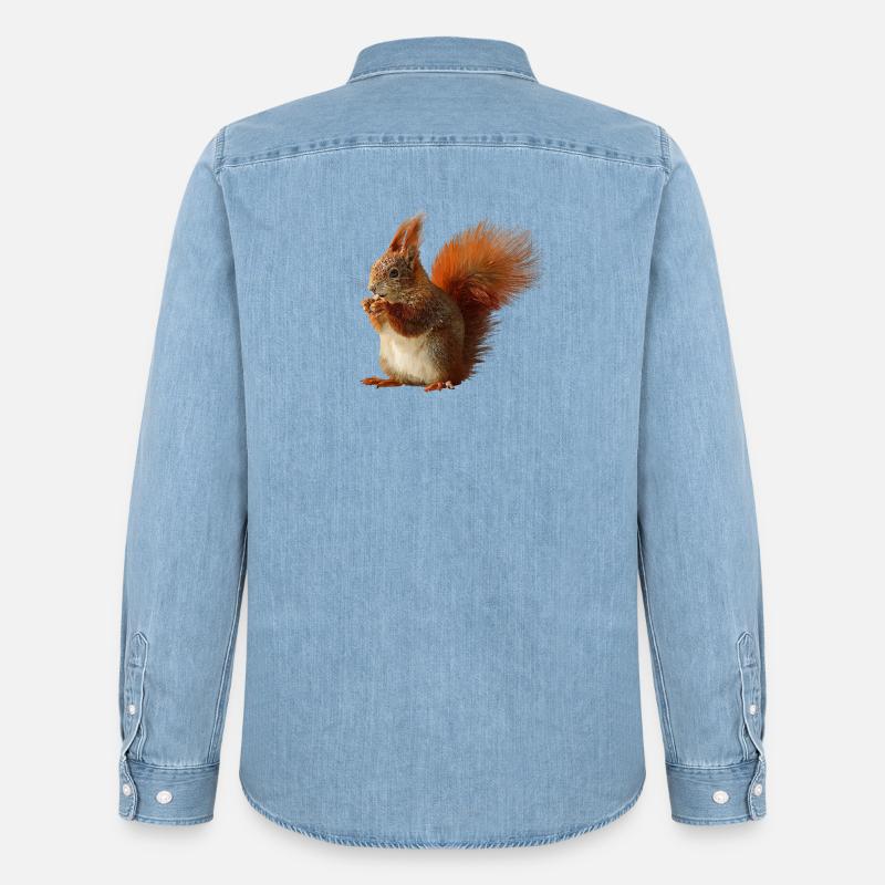 Eichhörnchen - Männer Jeanshemd Organic von Stanley/Stella - verwaschenes Hellblau