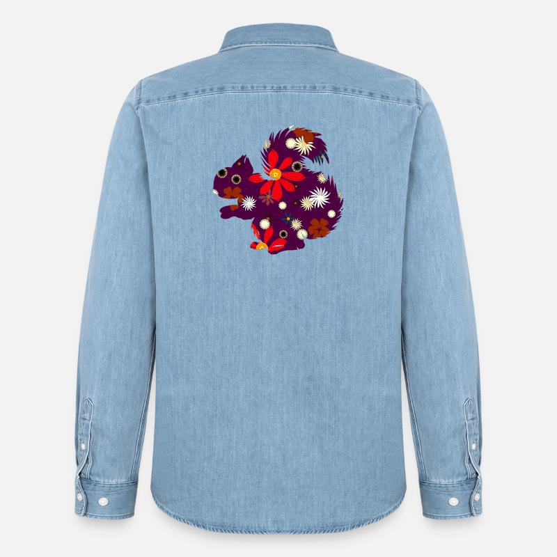 Herbstoutfit freizeit, eichhörnchchen design - Männer Jeanshemd Organic von Stanley/Stella - verwaschenes Hellblau