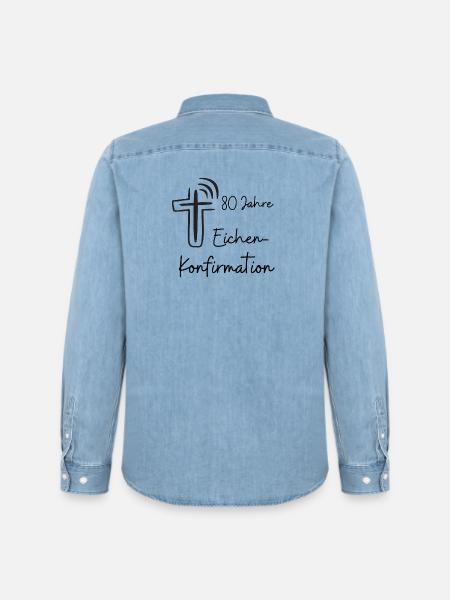 Eichen-Konfirmation 80 Jahre Jubelkonfirmation - Männer Jeanshemd Organic von Stanley/Stella - verwaschenes Hellblau