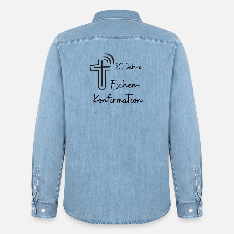 Eichen-Konfirmation 80 Jahre Jubelkonfirmation - Männer Jeanshemd Organic von Stanley/Stella - verwaschenes Hellblau