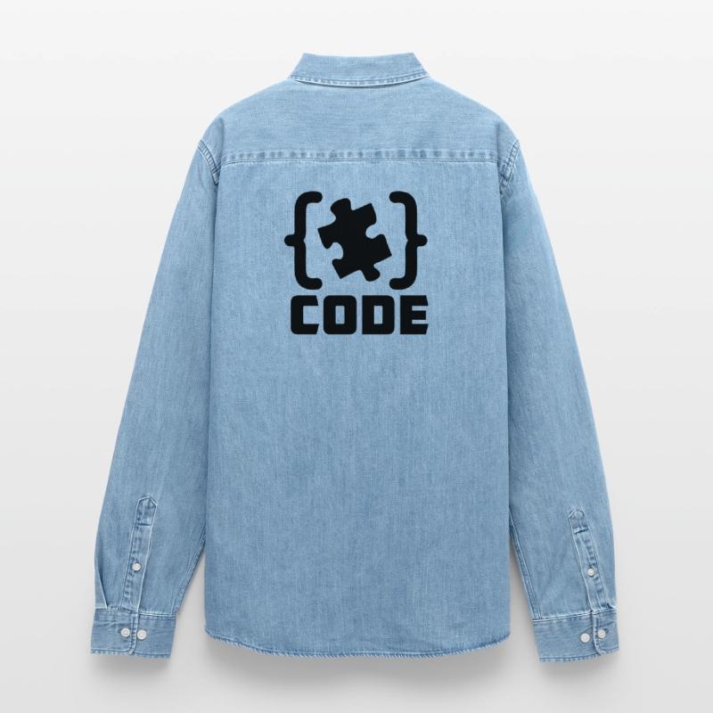 programmer Code puzzle piece solving Men’s Organic Denim Shirt by Stanley/Stella