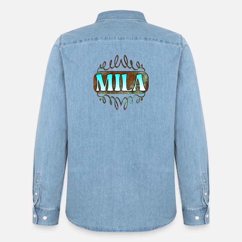 Regali onomastici per Mila - Figlia - Camicia in denim uomo bio di Stanley/Stella - azzurro chiaro slavato