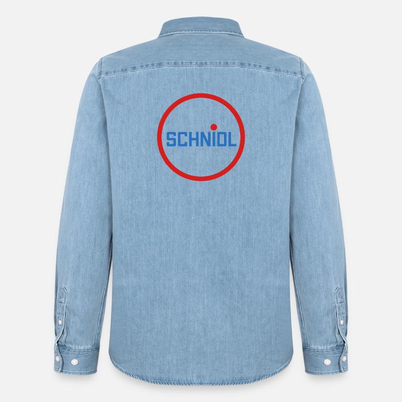 Schnidel Penis Puller Wurst - Männer Jeanshemd Organic von Stanley/Stella - verwaschenes Hellblau