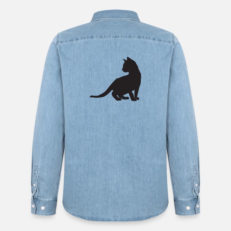 Kätzchen-Design - Männer Jeanshemd Organic von Stanley/Stella - verwaschenes Hellblau