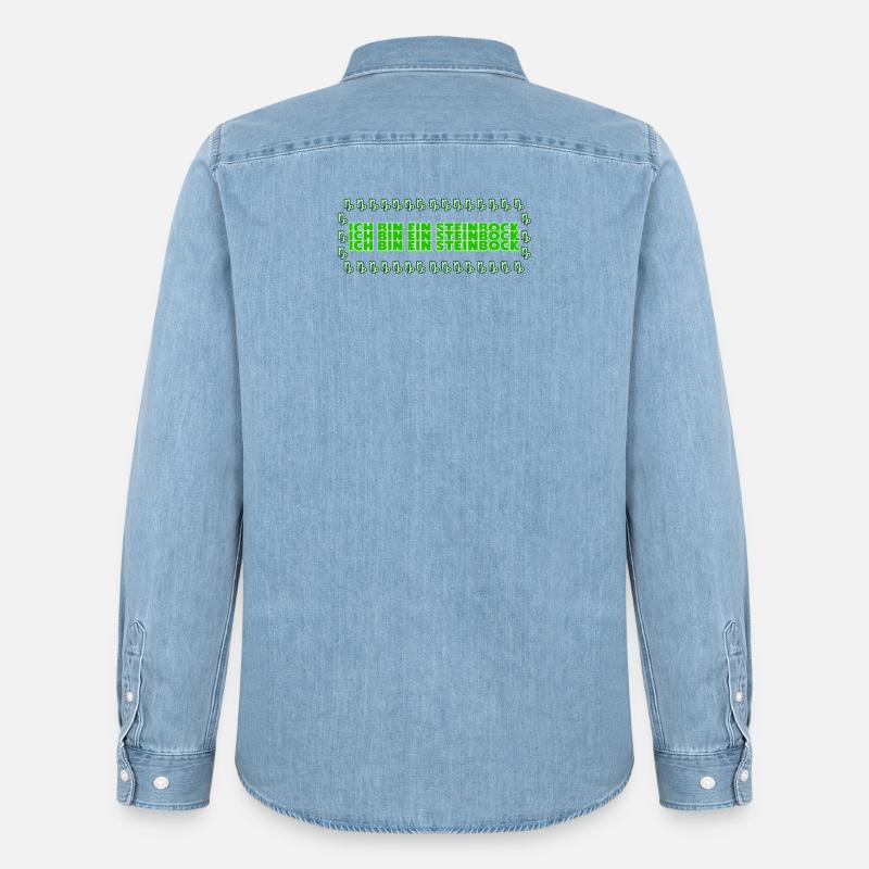 Steinbock Tierkreiszeichen Statement Horoskop - Männer Jeanshemd Organic von Stanley/Stella - verwaschenes Hellblau