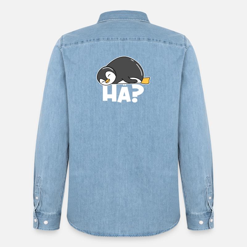 Kalt Pinguin Tier Spruch Antarktis Seevogel - Männer Jeanshemd Organic von Stanley/Stella - verwaschenes Hellblau