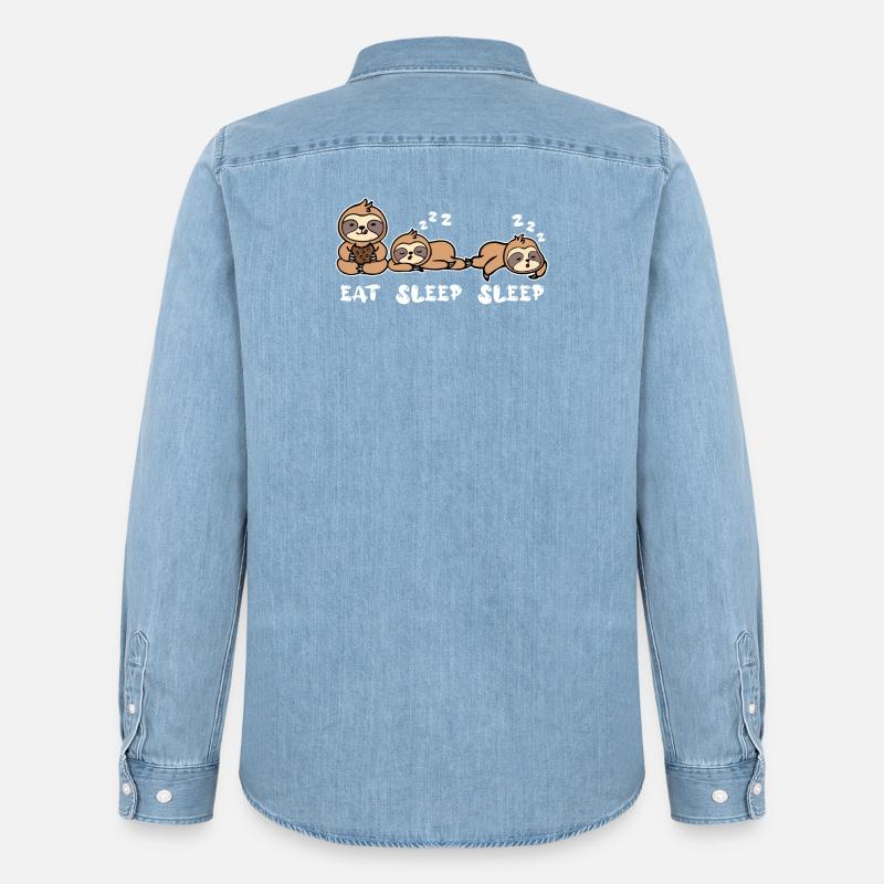 Cool Vegetarier Relax Faultier Langschläfer Spruch - Männer Jeanshemd Organic von Stanley/Stella - verwaschenes Hellblau