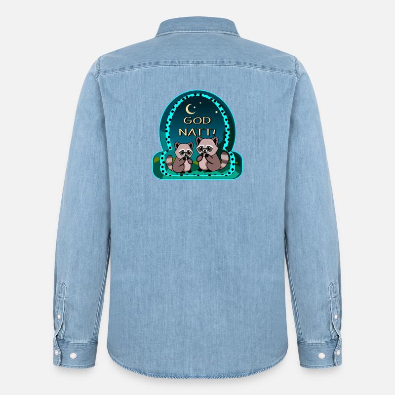 BUONANOTTE - Coppia procione - Camicia in denim uomo bio di Stanley/Stella - azzurro chiaro slavato