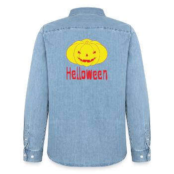 Le Helloween - Chemise en denim homme bio Stanley/Stella - bleu clair délavé - Dos - AI Model Male 185 light (185cm)