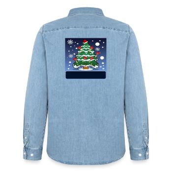 CHRISTMAS PLUMBER SANITARY FACILITIES PÖMPEL - Men’s Organic Denim Shirt by Stanley/Stella - light wash - Back - AI Model Male 185 light (185cm)