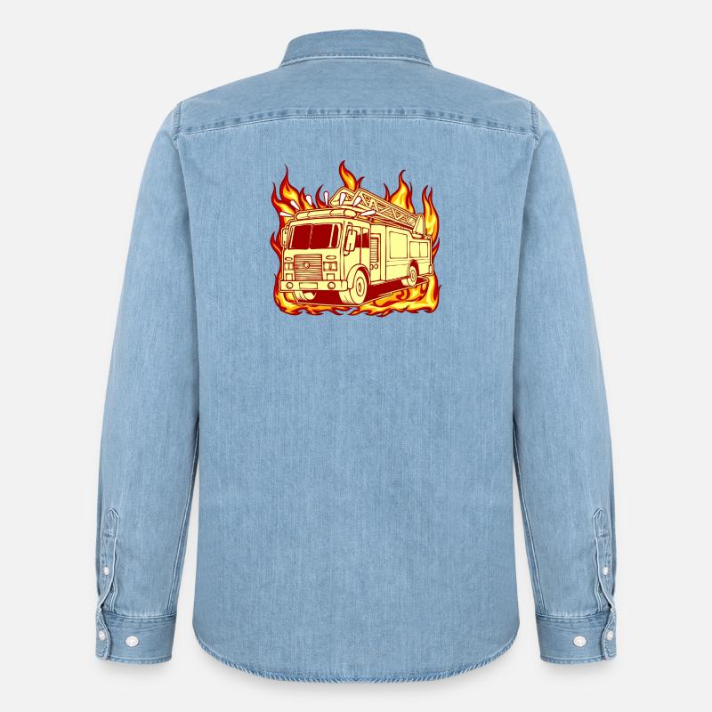 Fire engine fire brigade fire protection - Men’s Organic Denim Shirt by Stanley/Stella - light wash