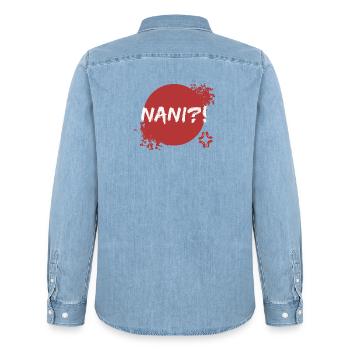 Anime Manga Spruch Japanisch Popkultur Geek - Männer Jeanshemd Organic von Stanley/Stella - verwaschenes Hellblau - Hinten - AI Model Male 185 light (185cm)